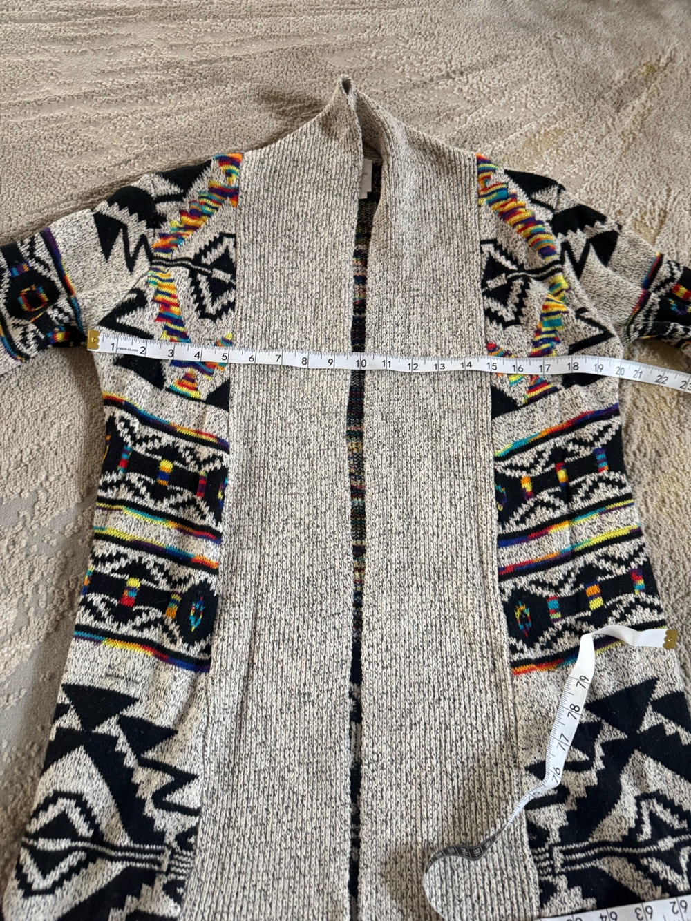 Northern Angel Aztec Long Cardigan sweater open front longline western small - Picture 10 of 12